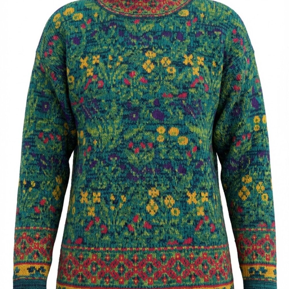 Vintage 90's The Limited Womens Size Medium/Large Green Patterened Sweater